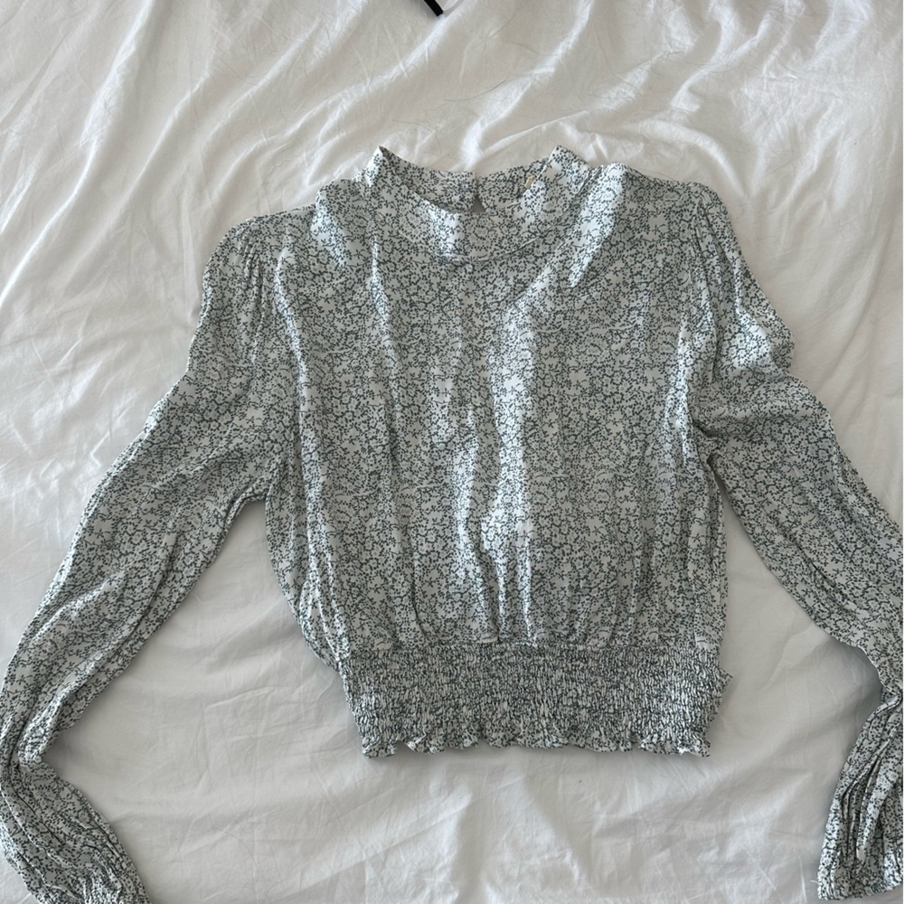Green and white floral long sleeve